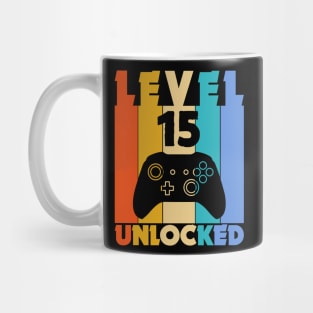 Level 15 Unlocked Funny Video Gamer Birthday Novelty T-Shirt Mug